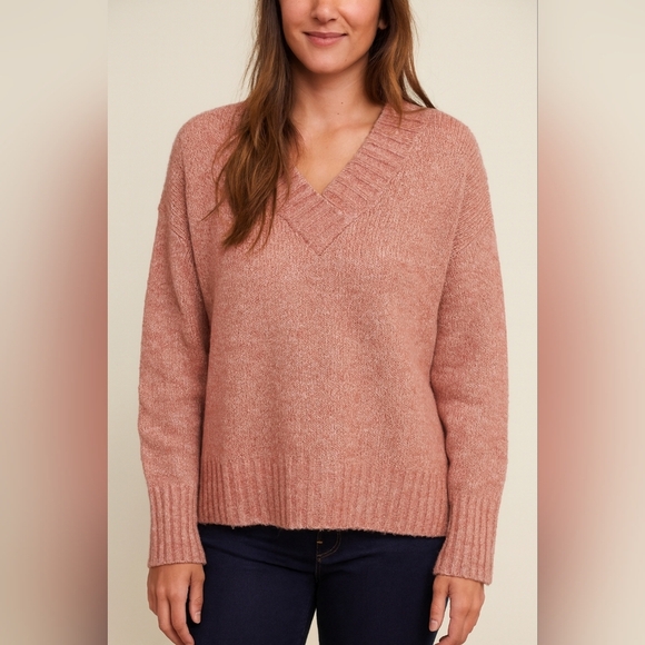 Bluetime Women’s Dusty Pink V-Neck Knit Sweater – Size S - Picture 1 of 6